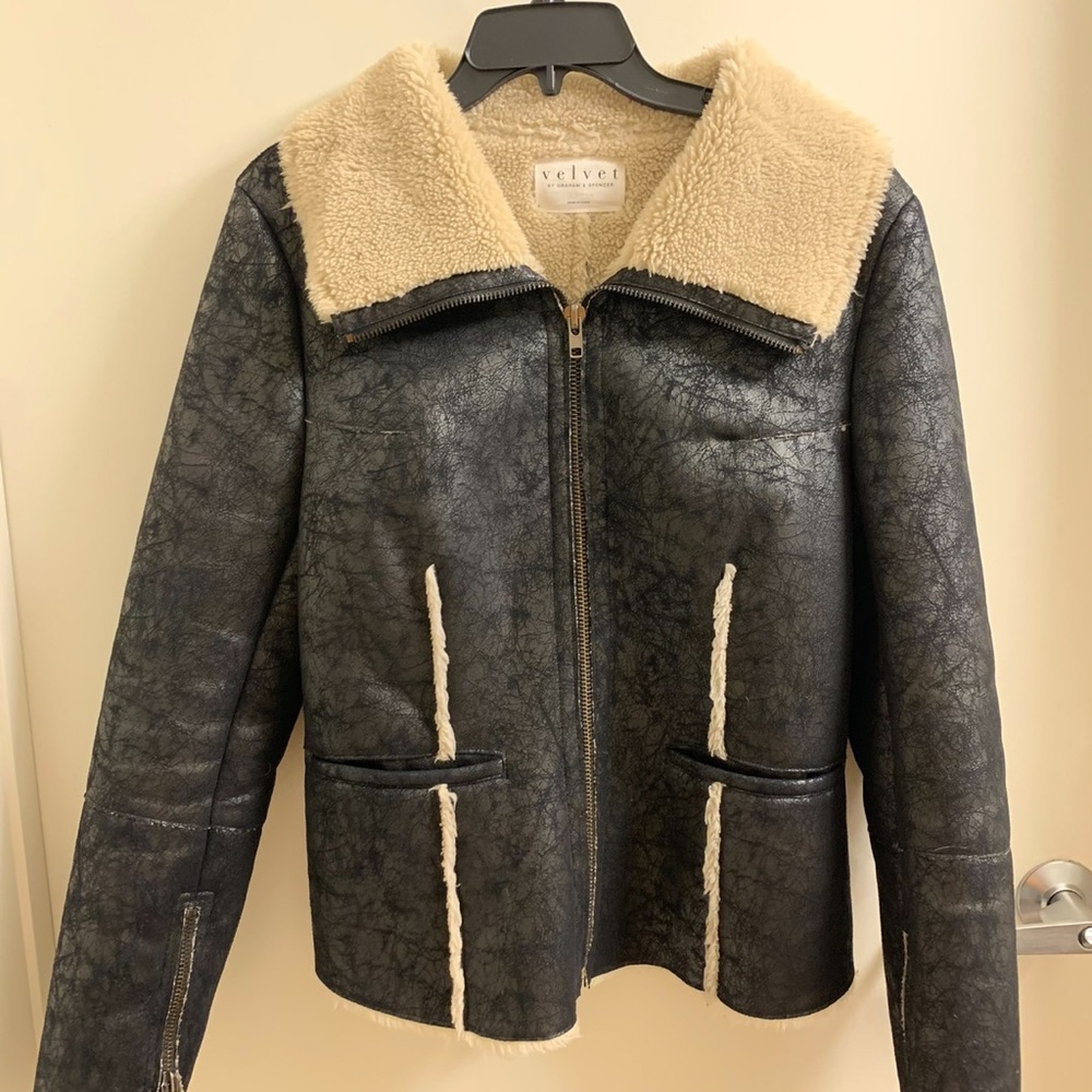 Velvet by Graham & Spencer / Suede Trimmed Fur Jacket